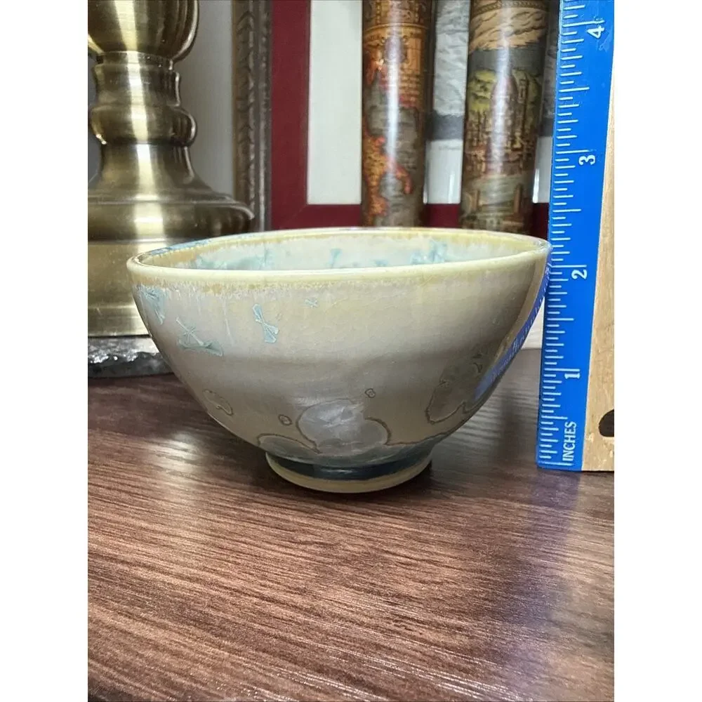 Vintage Loi Quebec Crystalline Glaze Pottery Bowl Canadian Studio Art 3.75” D